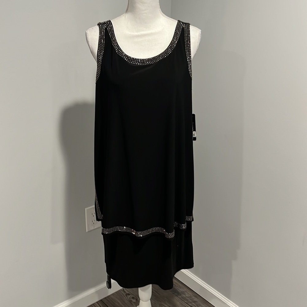 🦋 NWT, Laundry by Shelli Segal Dress BlackSparkly Rhinestone Size medium
